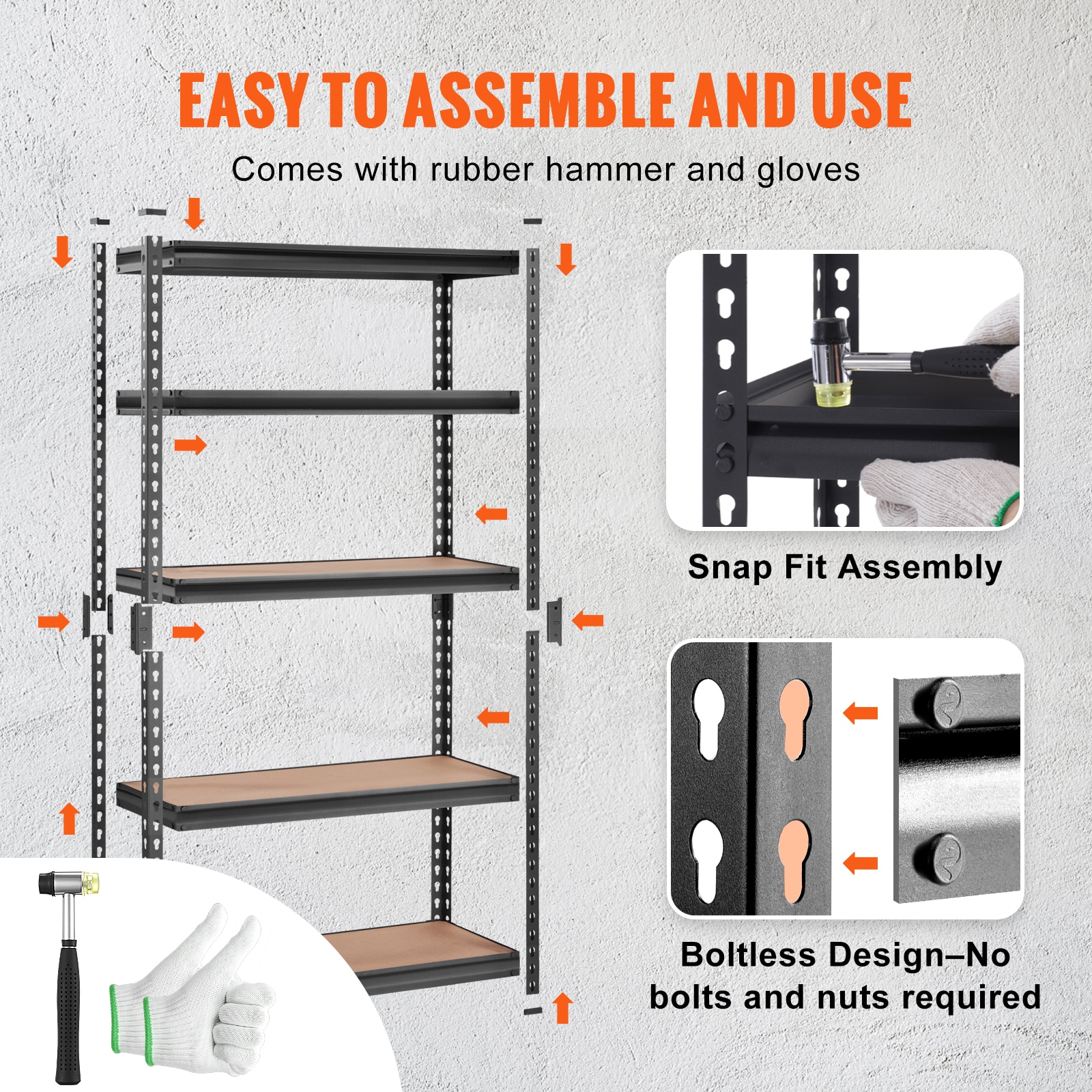 Heavy Duty Metal Storage Shelving Unit 5 Tier Adjustable Rack Black_voghion.com